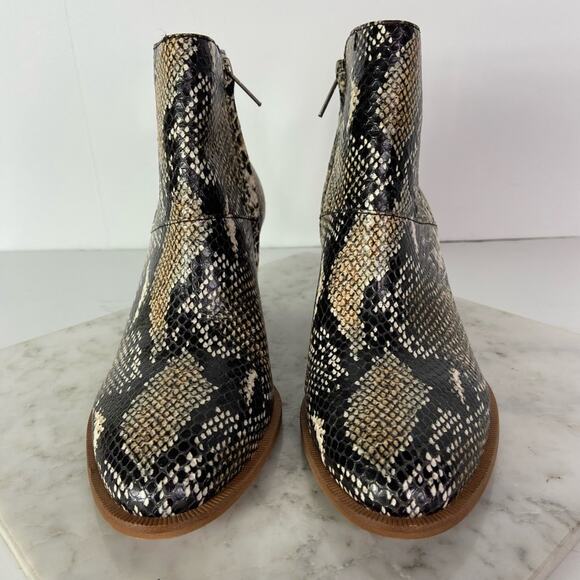 New Madewell The Rosie Ankle Boots Snakeskin Print Heeled Western Bootie 6.5 - Picture 3 of 10